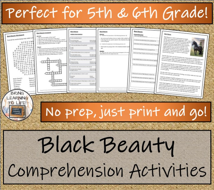 Black Beauty Fiction Reading Comprehension | 5th Grade & 6th Grade