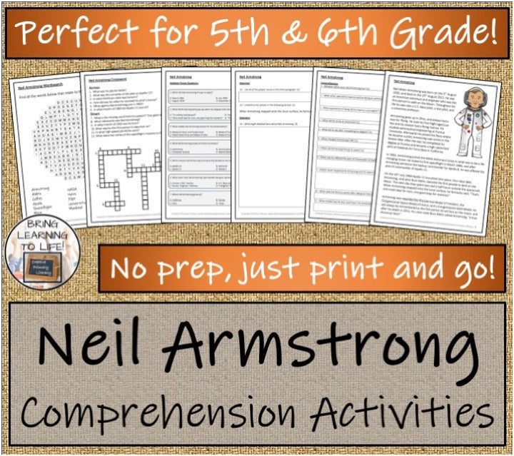 Neil Armstrong Close Reading & Biography Bundle | 5th Grade & 6th Grade