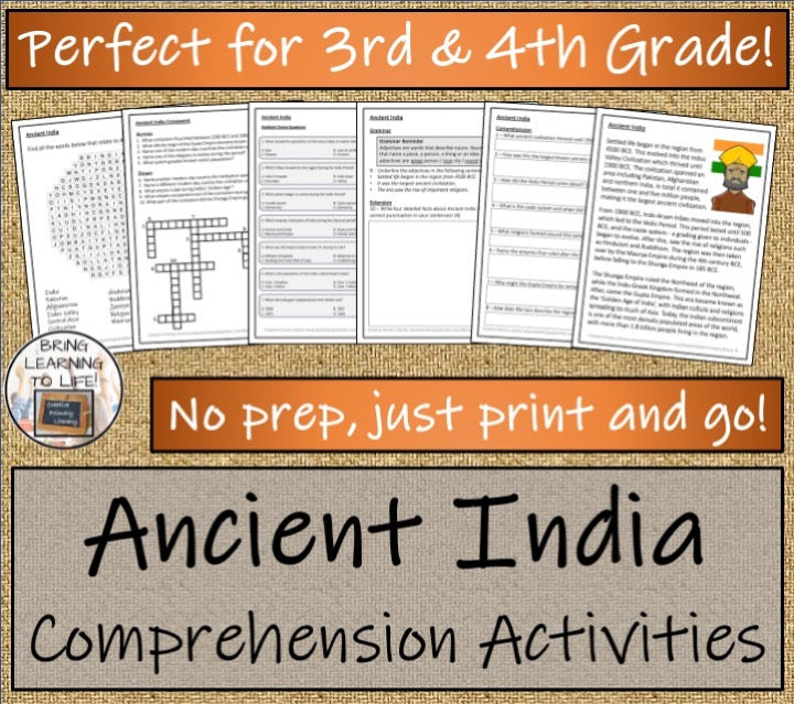 Ancient India Close Reading & Informational Writing Bundle | 3rd & 4th Grade