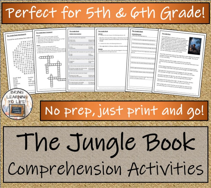 The Jungle Book Fiction Reading Comprehension | 5th Grade & 6th Grade