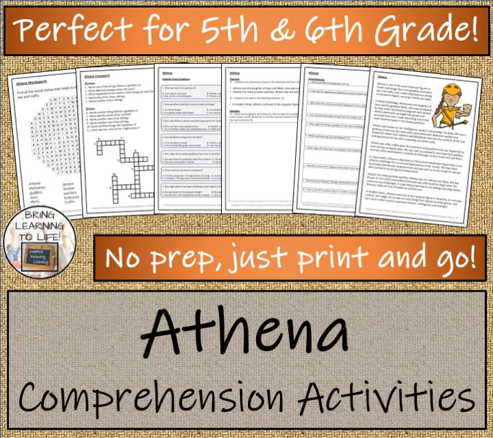 Athena Close Reading Comprehension Activity | 5th Grade & 6th Grade