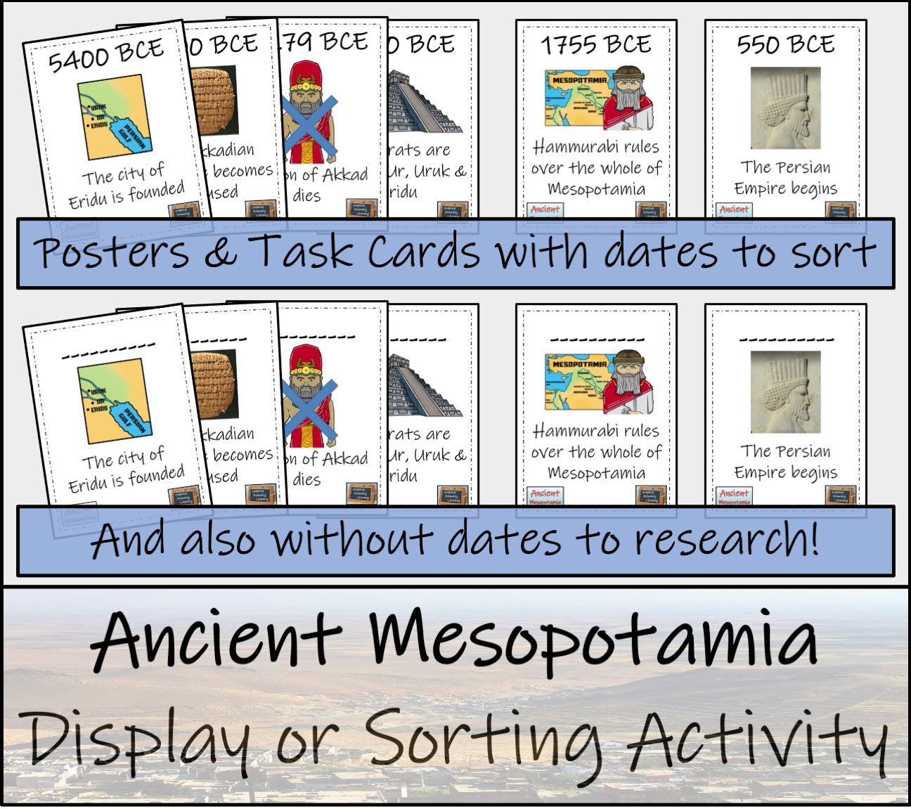 Ancient Mesopotamia Timeline Display Research and Sorting Activity