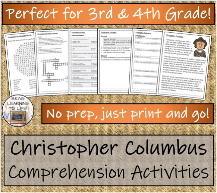 Christopher Columbus Close Reading & Biography Bundle | 3rd Grade & 4th Grade