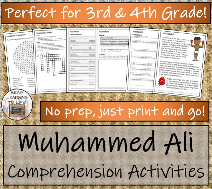 Muhammed Ali Close Reading Comprehension Activities | 3rd Grade & 4th Grade