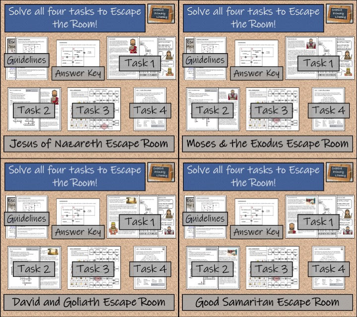 Bible Stories Escape Room Activity Bundle | 5th Grade & 6th Grade