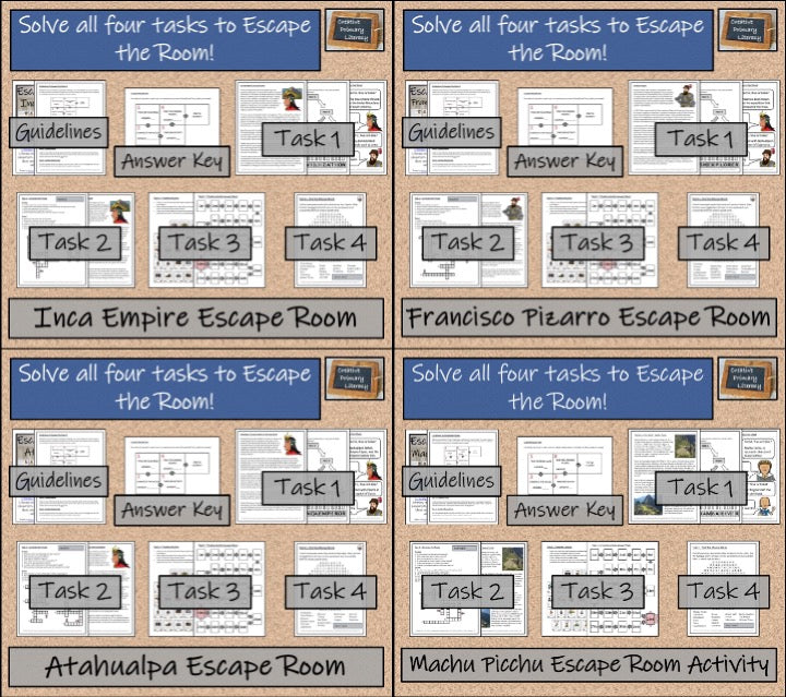 Inca Empire Escape Room Activity Bundle | 5th Grade & 6th Grade