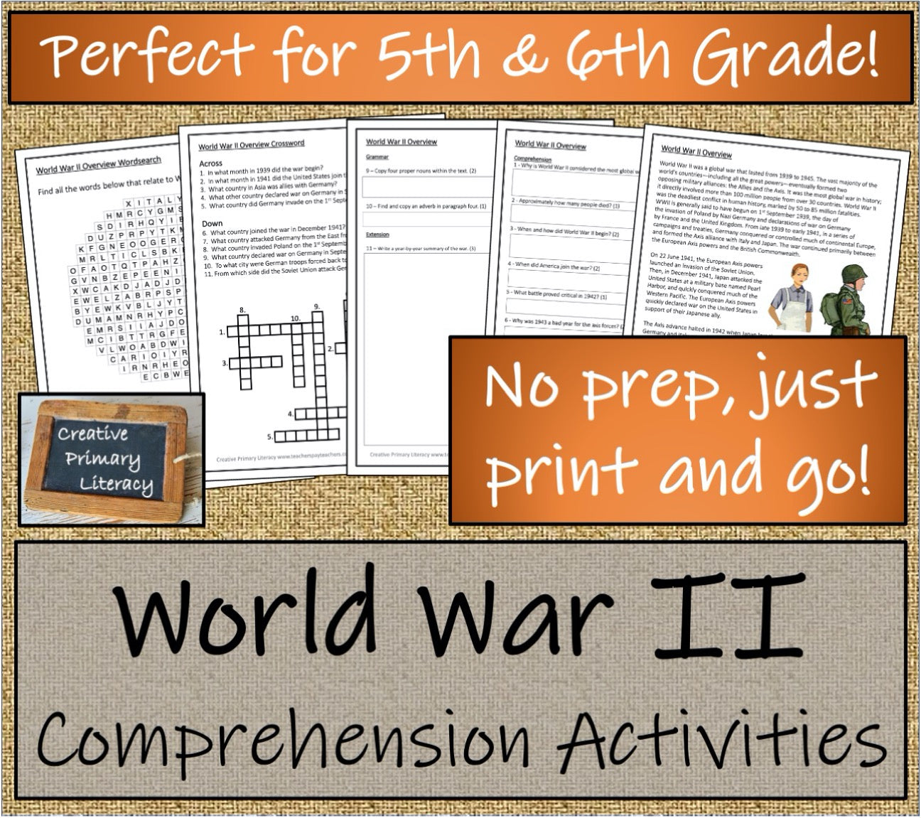 World War II Display Timeline Close Reading & Writing Bundle | 5th & 6th Grade