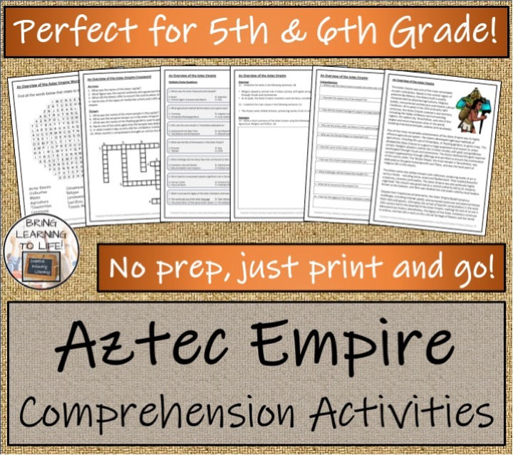 Aztec Empire Close Reading & Informational Writing Bundle | 5th & 6th Grade