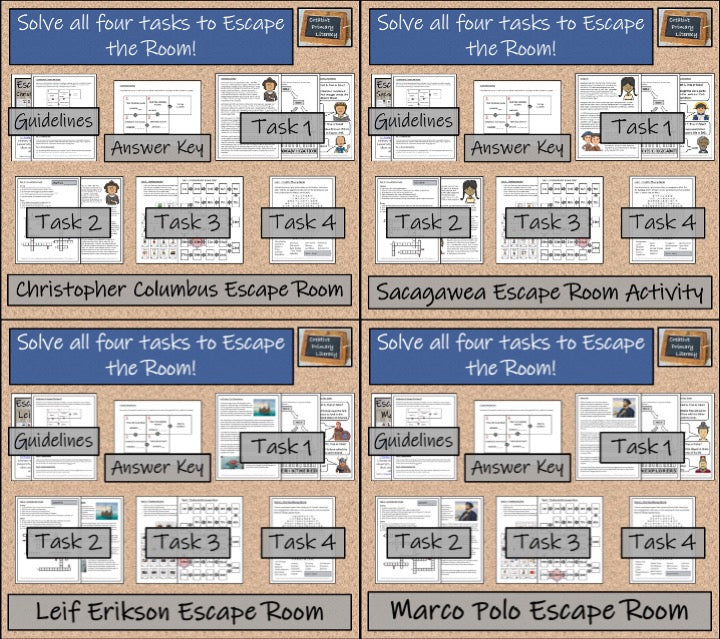 Explorers Volume I Escape Room Activity Bundle | 5th Grade & 6th Grade