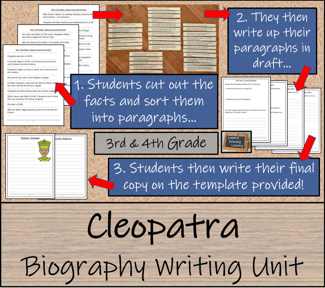 Cleopatra Biography Writing Unit | 3rd Grade & 4th Grade