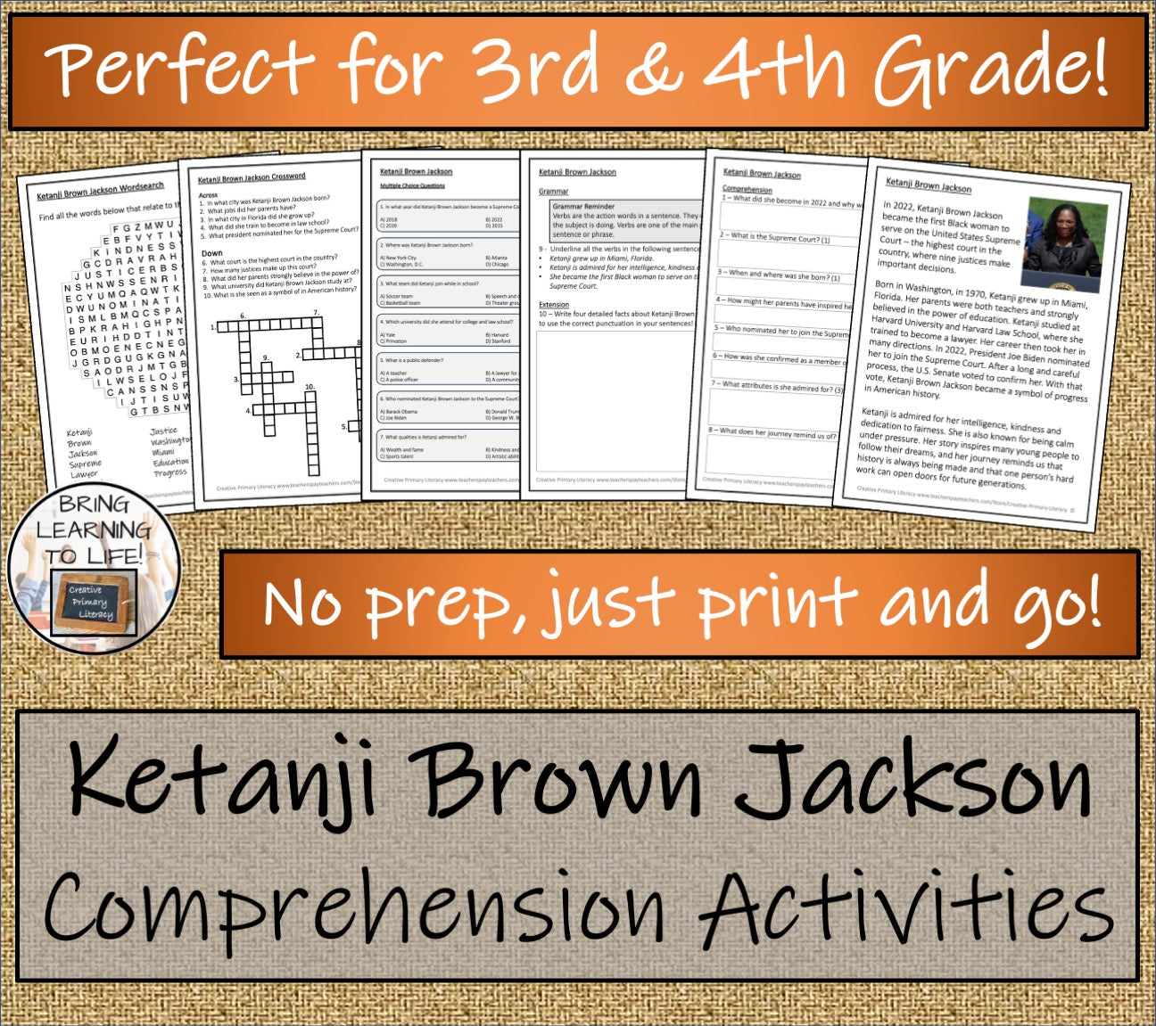 Ketanji Brown Jackson Close Reading Comprehension Activities | 3rd & 4th Grade