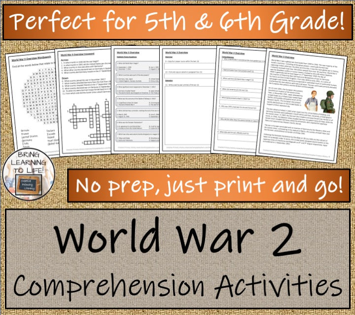 Overview of World War 2 Close Reading Comprehension Activity | 5th & 6th Grade