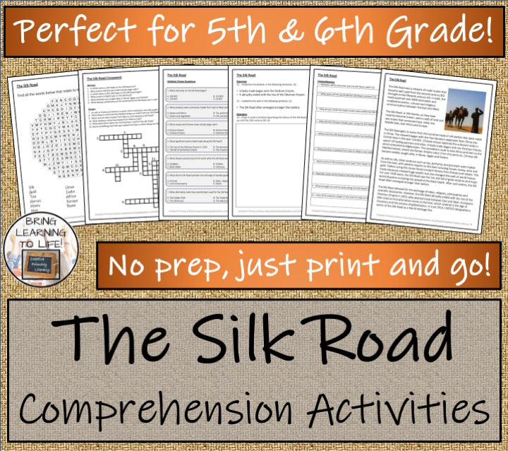 The Silk Road Close Reading Comprehension Activity | 5th Grade & 6th Grade