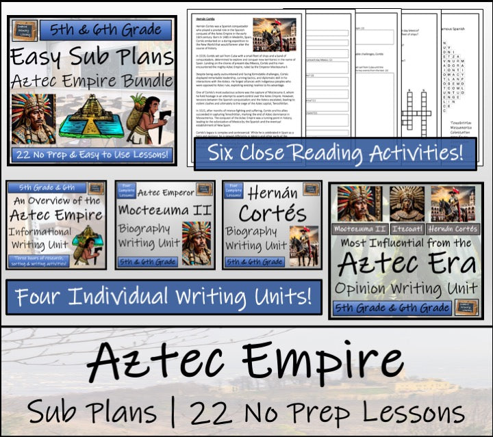 Emergency Sub Plans | Aztec Empire Bundle | 5th Grade & 6th Grade