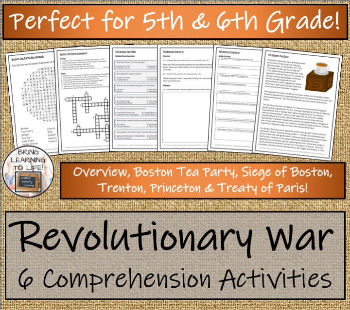 American Revolutionary War Close Reading Comprehension Bundle | 5th & 6th Grade