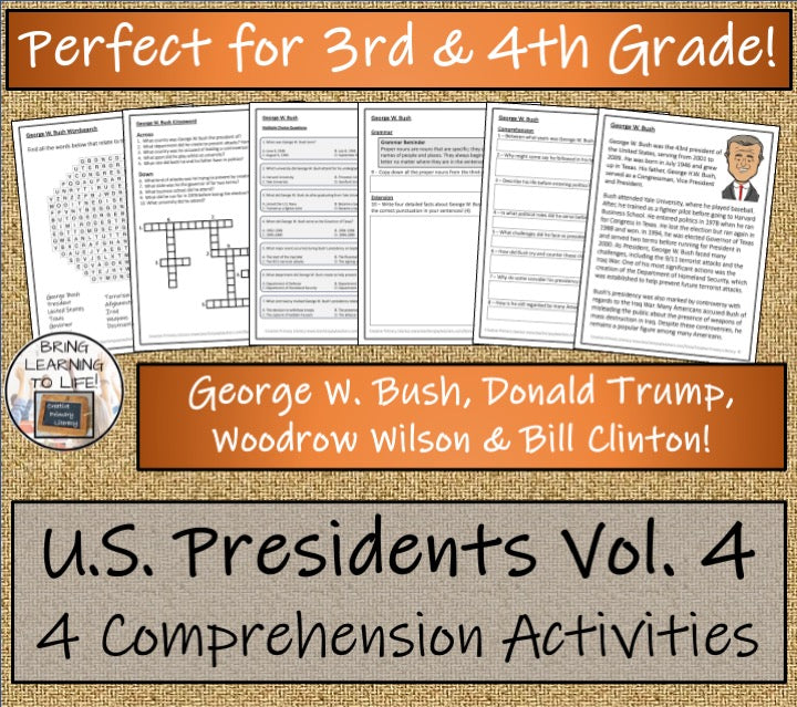 U.S. Presidents Volume 4 Close Reading Comprehension Bundle | 3rd & 4th Grade