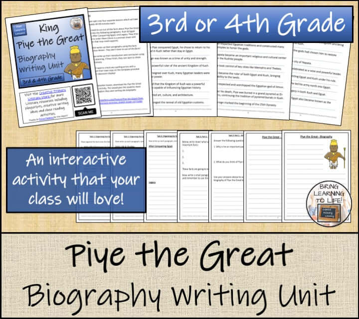 Piye the Great Close Reading & Biography Bundle | 3rd Grade & 4th Grade interactive writing unit.