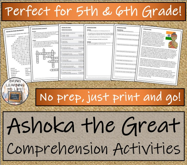 Ashoka the Great Close Reading Comprehension Activity | 5th Grade & 6th Grade