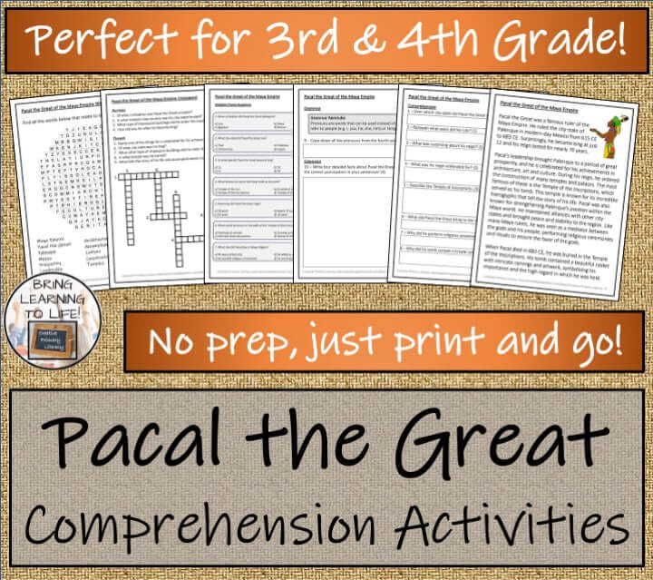 Pacal the Great Close Reading & Biography Bundle | 3rd Grade & 4th Grade