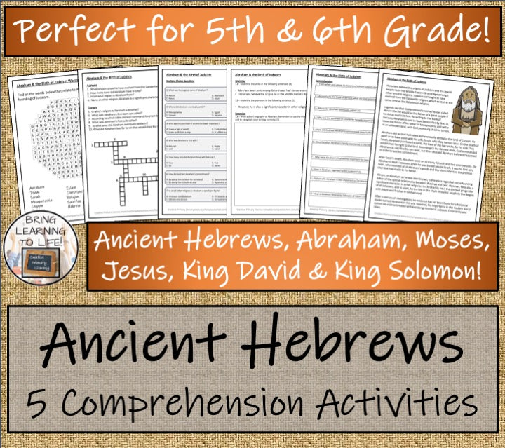 Ancient Hebrews Close Reading Comprehension Bundle | 5th Grade & 6th Grade