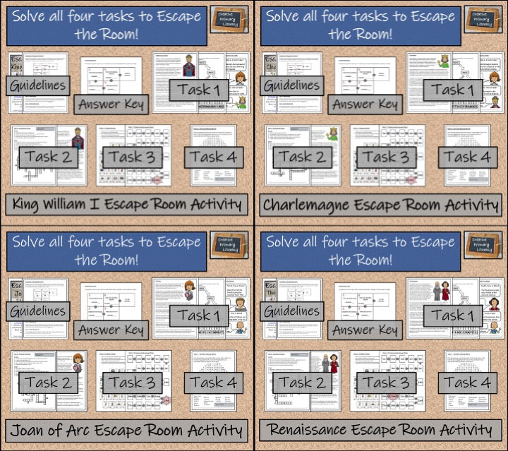 Middle Ages Escape Room Activity Bundle | 5th Grade & 6th Grade