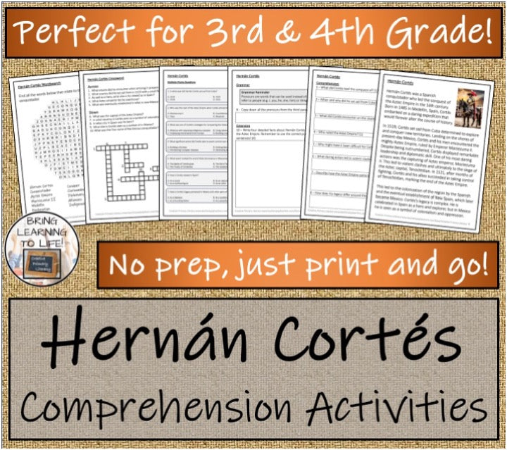 Hernan Cortes Close Reading & Biography Bundle | 3rd Grade & 4th Grade