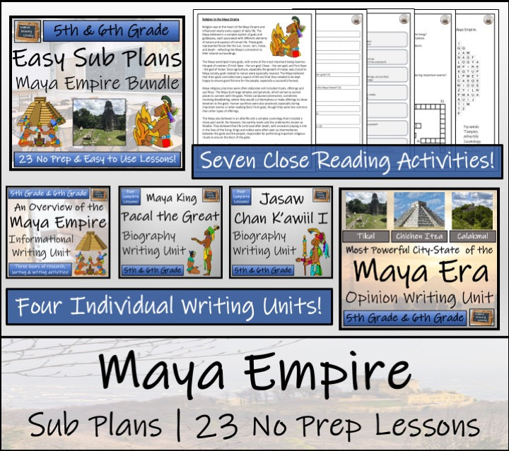 Emergency Sub Plans | Maya Empire Bundle | 5th Grade & 6th Grade