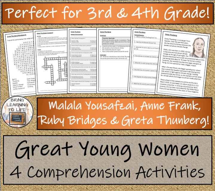 Young Women Who Changed the World Close Reading Bundle | 3rd Grade & 4th Grade