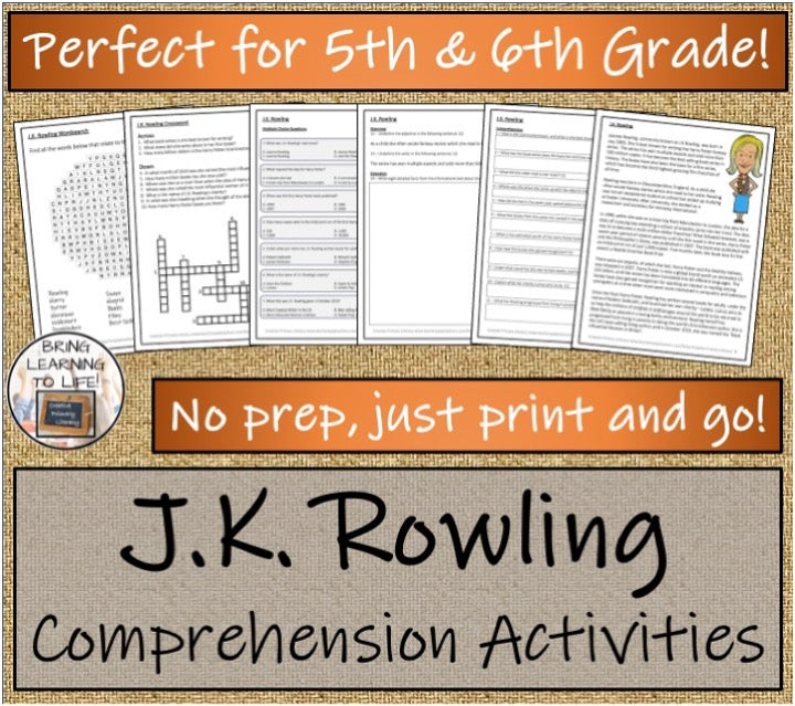 J.K. Rowling Close Reading & Biography Bundle | 5th Grade & 6th Grade