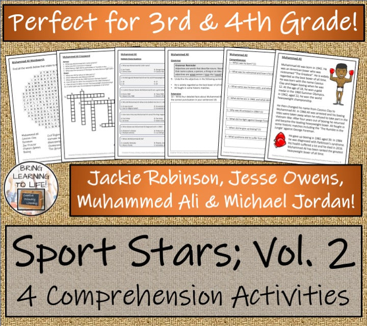 Sport Stars Volume 2 Close Reading Comprehension Bundle | 3rd Grade & 4th Grade