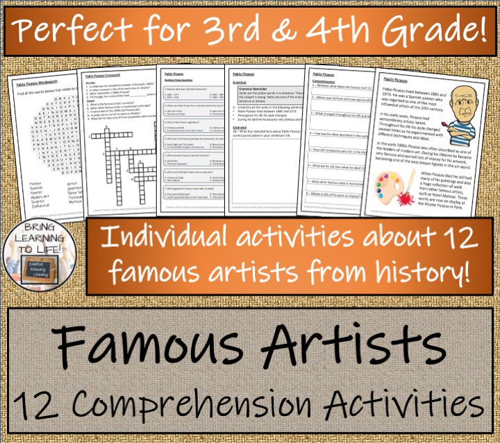 Famous Artists Close Reading Comprehension Mega Bundle | 3rd Grade & 4th Grade