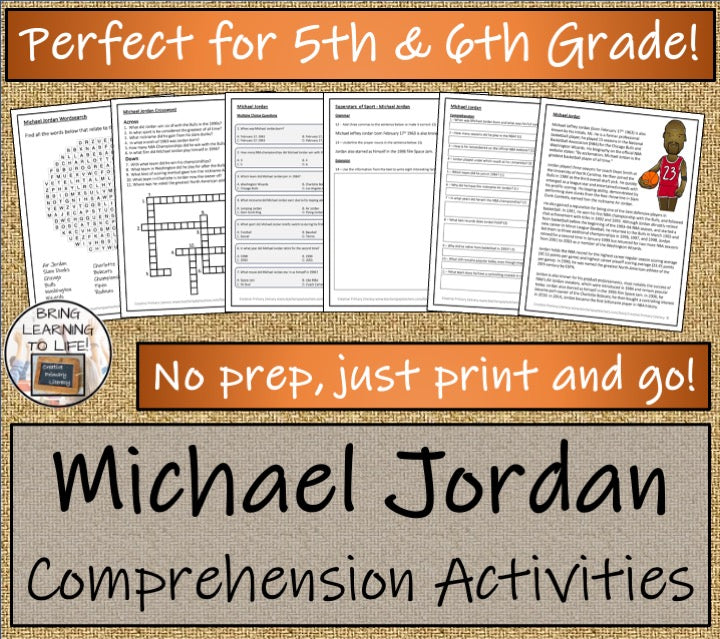 Michael Jordan Close Reading Comprehension Activities | 5th Grade & 6th Grade