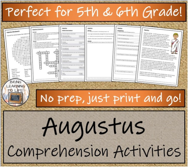 Augustus Close Reading & Biography Writing Bundle | 5th Grade & 6th Grade