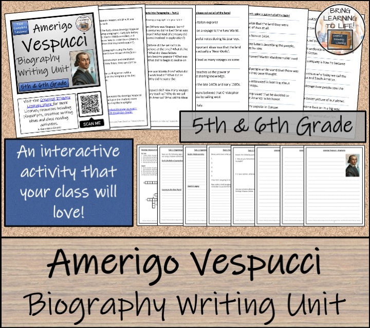 Amerigo Vespucci Biography Writing Unit | 5th Grade & 6th Grade