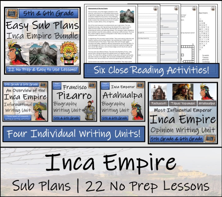 Emergency Sub Plans | Inca Empire Bundle | 5th Grade & 6th Grade