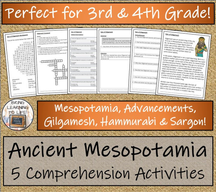 Ancient Mesopotamia Close Reading Comprehension Bundle | 3rd Grade & 4th Grade