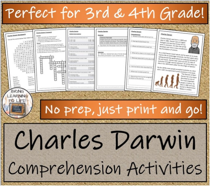 Charles Darwin Close Reading & Biography Bundle | 3rd Grade & 4th Grade