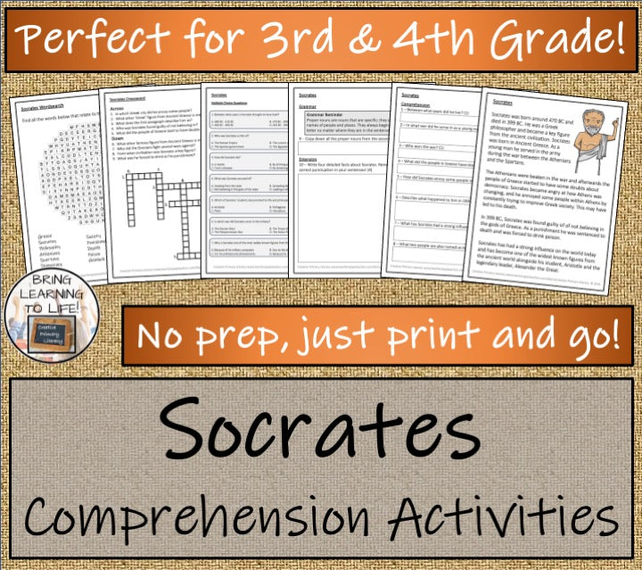 Socrates Close Reading Comprehension Activities | 3rd Grade & 4th Grade