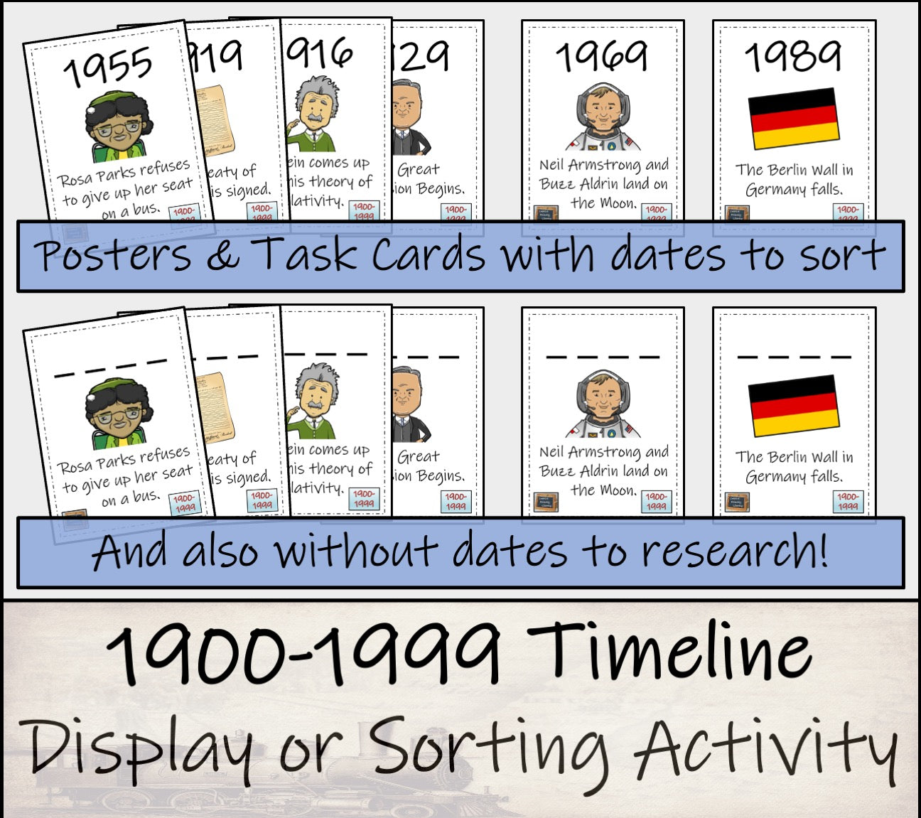 1900 to 1999 Timeline Display Research and Sorting Activity