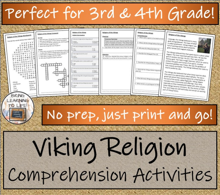 Viking Religion Close Reading Comprehension Activities | 3rd Grade & 4th Grade