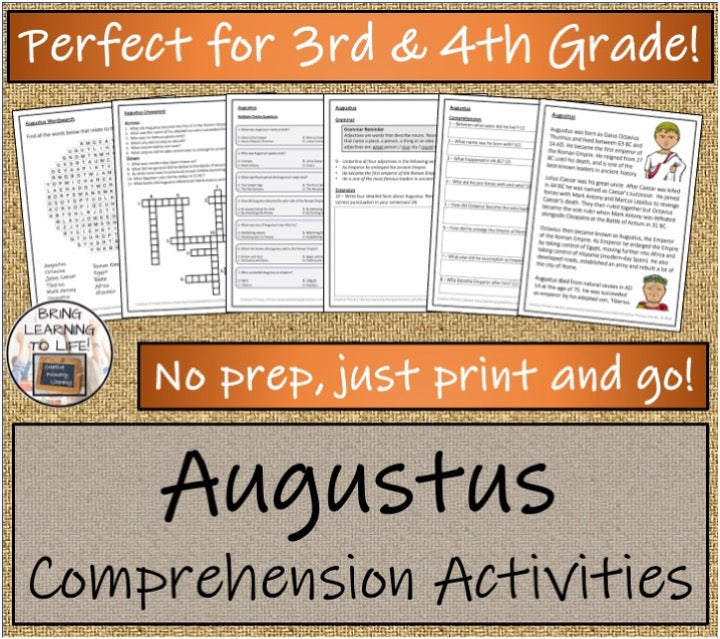 Augustus Close Reading & Biography Writing Bundle | 3rd Grade & 4th Grade