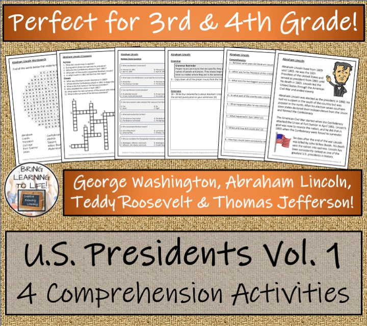 U.S. Presidents Volume 1 Close Reading Activity Bundle | 3rd Grade & 4th Grade