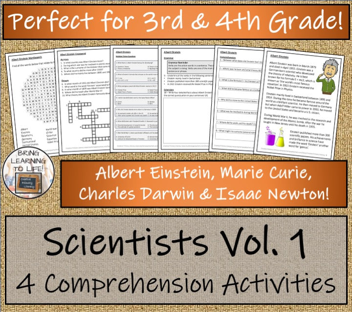 Famous Scientists Close Reading Activity Bundle | 3rd Grade & 4th Grade