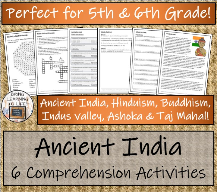 Ancient India Close Reading Comprehension Bundle | 5th Grade & 6th Grade