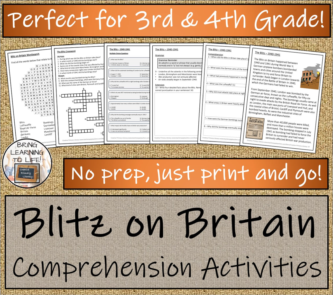 Blitz on Britain in World War 2 Close Reading Comprehension | 3rd & 4th Grade