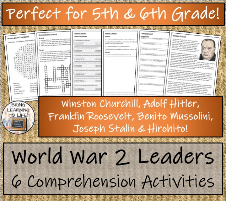 World War II Leaders Close Reading Comprehension Bundle | 5th Grade & 6th Grade