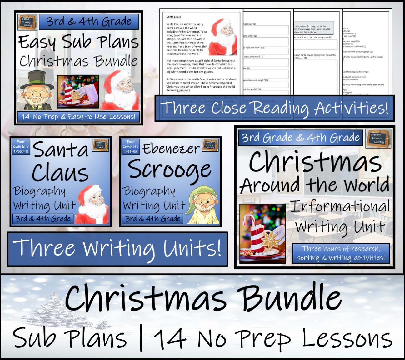 Emergency Sub Plans | Christmas Bundle | 3rd Grade & 4th Grade