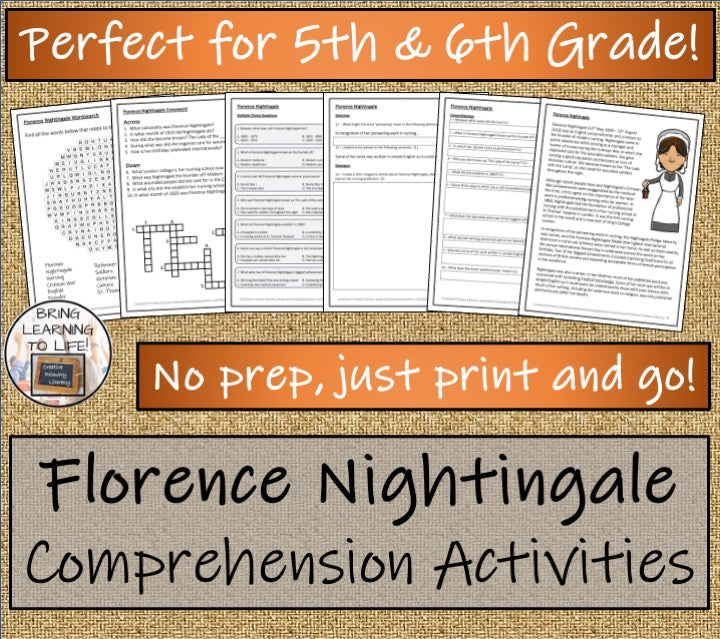 Florence Nightingale Close Reading Comprehension Activities | 5th & 6th Grade