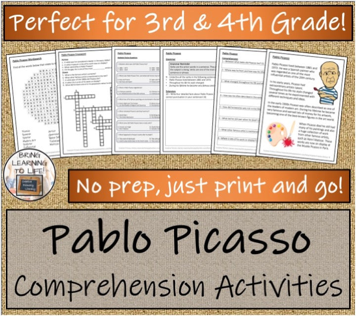 Pablo Picasso Close Reading & Biography Bundle | 3rd Grade & 4th Grade