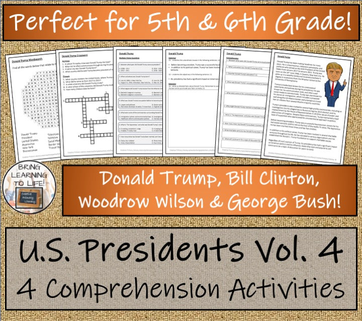 U.S. Presidents Volume 4 Close Reading Comprehension Bundle | 5th & 6th Grade